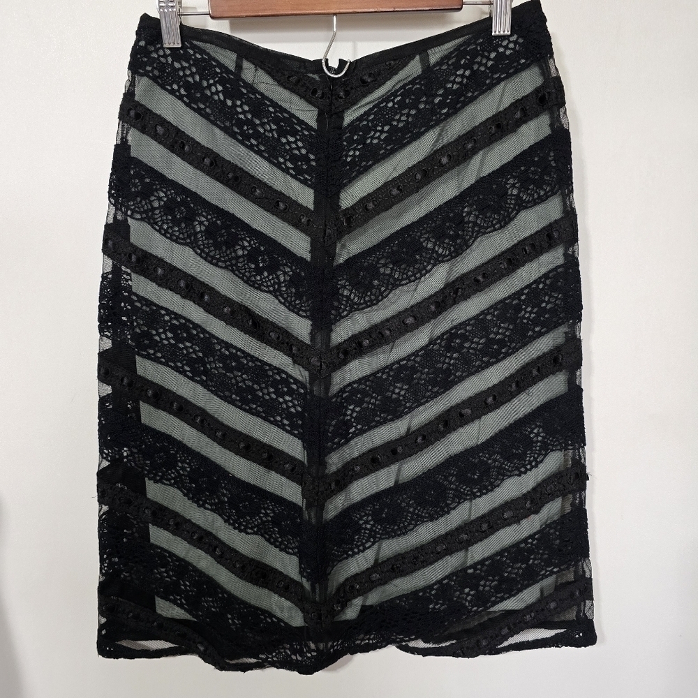 Vintage Y2k 90s Black and Baby Blue Lace Striped Skirt - Picture 5 of 8